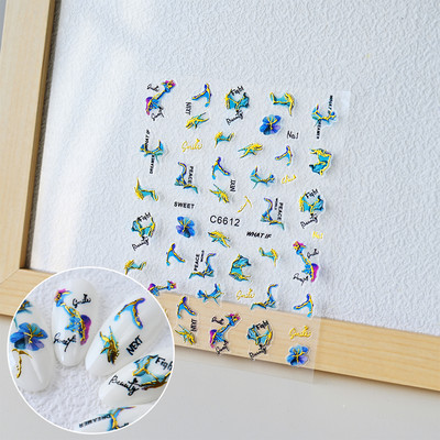 3D rozā zila zvaigžņu gaismas pentagrammas nagu uzlīme Love Heart Star pašlīmējošas DIY slīdošās nagu uzlīmes nagu mākslas dekorēšanai