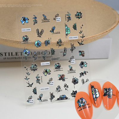 3D rozā zila zvaigžņu gaismas pentagrammas nagu uzlīme Love Heart Star pašlīmējošas DIY slīdošās nagu uzlīmes nagu mākslas dekorēšanai