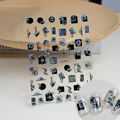 3D rozā zila zvaigžņu gaismas pentagrammas nagu uzlīme Love Heart Star pašlīmējošas DIY slīdošās nagu uzlīmes nagu mākslas dekorēšanai