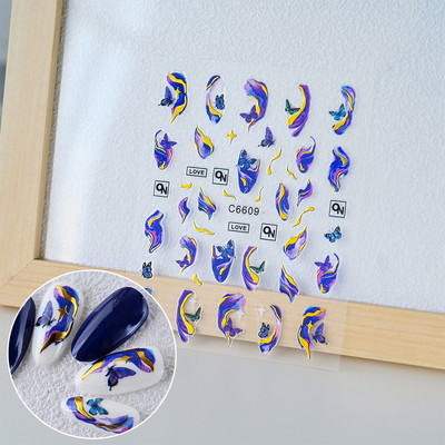 3D rozā zila zvaigžņu gaismas pentagrammas nagu uzlīme Love Heart Star pašlīmējošas DIY slīdošās nagu uzlīmes nagu mākslas dekorēšanai