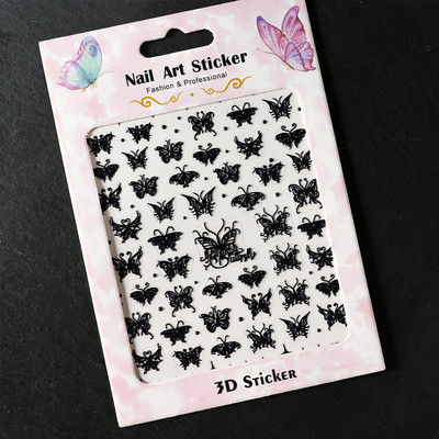5D színes pillangó virágok körömdíszítő matrica dombornyomott öntapadó körömmatricák virágok manikűr csúszkák dekorációs kiegészítők