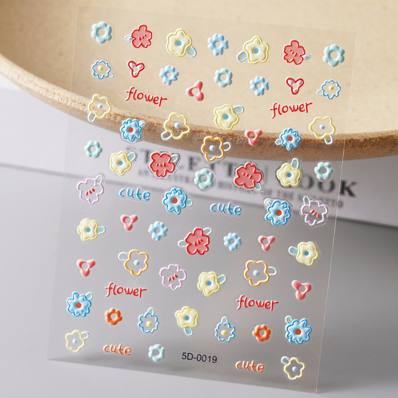 5D színes pillangó virágok körömdíszítő matrica dombornyomott öntapadó körömmatricák virágok manikűr csúszkák dekorációs kiegészítők