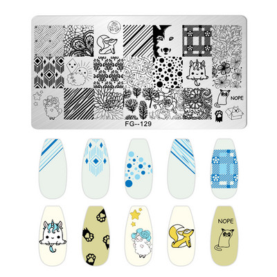 Slatke crtane životinje Tanjuri za žigosanje Crtani lik Djevojka školjka Koralj Vještica Krljušt Šablona od nehrđajućeg čelika Predložak za nokte