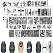 Jauki kaķi Čūskādas nagu apzīmogošanas plāksnes Leoparda Zebra dizaina zīmogu trafareti manikīri nagu apzīmogošana nagu lakas veidnes