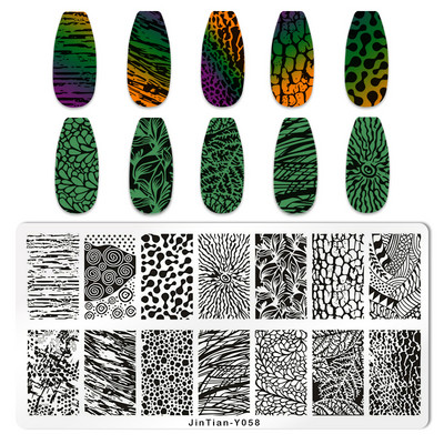 Jauki kaķi Čūskādas nagu apzīmogošanas plāksnes Leoparda Zebra dizaina zīmogu trafareti manikīri nagu apzīmogošana nagu lakas veidnes