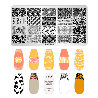 Jauki kaķi Čūskādas nagu apzīmogošanas plāksnes Leoparda Zebra dizaina zīmogu trafareti manikīri nagu apzīmogošana nagu lakas veidnes