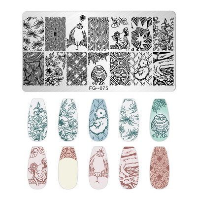 Okeāna dzīvnieki nagu apzīmogošanas šķīvji Helovīna antilopes nagu trafareti vasaras augļi arbūzu lapu tauriņu apzīmogošanas veidnes