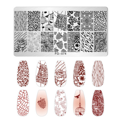 Okeāna dzīvnieki nagu apzīmogošanas šķīvji Helovīna antilopes nagu trafareti vasaras augļi arbūzu lapu tauriņu apzīmogošanas veidnes