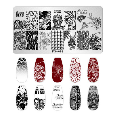 Okeāna dzīvnieki nagu apzīmogošanas šķīvji Helovīna antilopes nagu trafareti vasaras augļi arbūzu lapu tauriņu apzīmogošanas veidnes