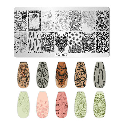 Okeāna dzīvnieki nagu apzīmogošanas šķīvji Helovīna antilopes nagu trafareti vasaras augļi arbūzu lapu tauriņu apzīmogošanas veidnes