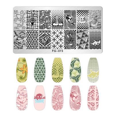 Okeāna dzīvnieki nagu apzīmogošanas šķīvji Helovīna antilopes nagu trafareti vasaras augļi arbūzu lapu tauriņu apzīmogošanas veidnes