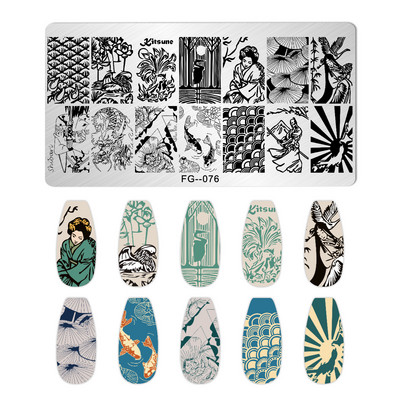 Okeāna dzīvnieki nagu apzīmogošanas šķīvji Helovīna antilopes nagu trafareti vasaras augļi arbūzu lapu tauriņu apzīmogošanas veidnes