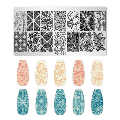 Okeāna dzīvnieki nagu apzīmogošanas šķīvji Helovīna antilopes nagu trafareti vasaras augļi arbūzu lapu tauriņu apzīmogošanas veidnes