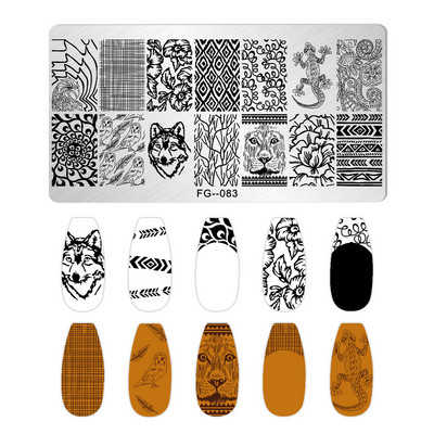 Okeāna dzīvnieki nagu apzīmogošanas šķīvji Helovīna antilopes nagu trafareti vasaras augļi arbūzu lapu tauriņu apzīmogošanas veidnes