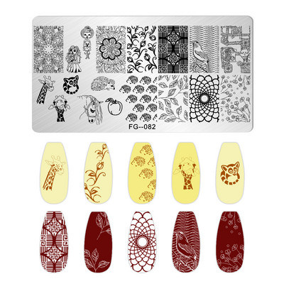 Okeāna dzīvnieki nagu apzīmogošanas šķīvji Helovīna antilopes nagu trafareti vasaras augļi arbūzu lapu tauriņu apzīmogošanas veidnes