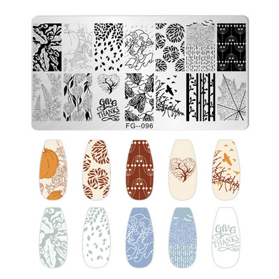 Okeāna dzīvnieki nagu apzīmogošanas šķīvji Helovīna antilopes nagu trafareti vasaras augļi arbūzu lapu tauriņu apzīmogošanas veidnes