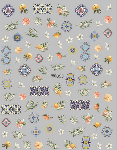 Retro plavo-bijeli porculanski dizajn 3D naljepnice za nokte, samoljepljive klizne naljepnice, savjeti za manikuru, DIY dodaci, 1kom