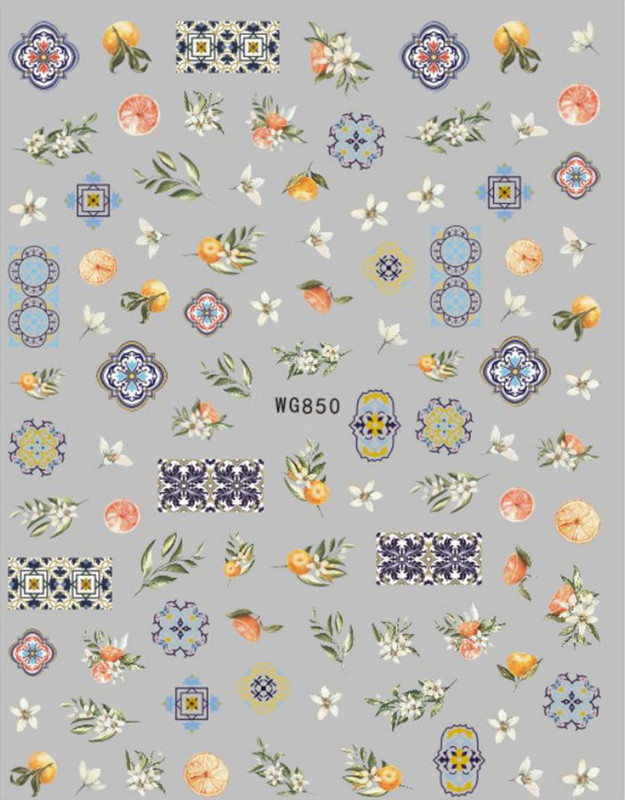 Retro plavo-bijeli porculanski dizajn 3D naljepnice za nokte, samoljepljive klizne naljepnice, savjeti za manikuru, DIY dodaci, 1kom