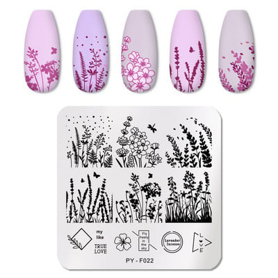 PICT YOU Τετράγωνες πλάκες σφράγισης νυχιών Flower Nail Art Stamp Template Design DIY για εργαλεία στένσιλ νυχιών από ανοξείδωτο χάλυβα