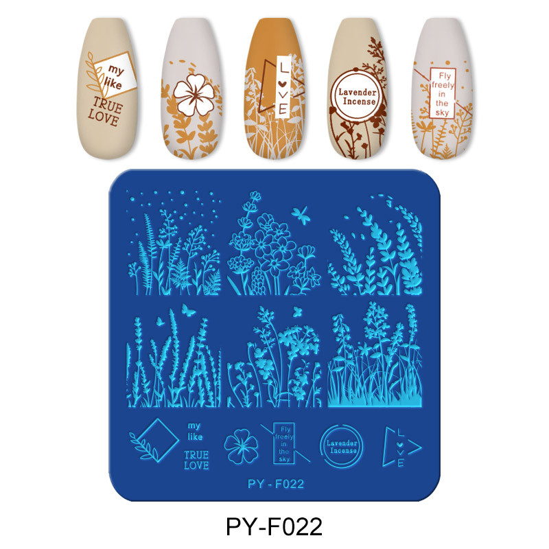 PREDSTAVITE SE Kvadratne pločice za utiskivanje noktiju Cvjetni dizajn šablona za pečate za nokte DIY za šablone za nokte od nehrđajućeg čelika