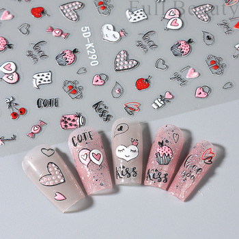 Αυτοκόλλητα για νύχια για την Ημέρα του Αγίου Βαλεντίνου Χαλκομανίες Sweet Love Design με επτά αστέρια Ladybug Panda Slider Nail Art Αναλώσιμα και διακοσμητικά