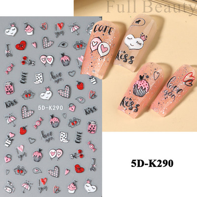 Uzlīmes nagiem Valentīna diena Saldā mīlestība Dizaina uzlīmes Septiņzvaigžņotās Mārītes Panda Slīdnes nagu mākslas piederumi un dekorācijas