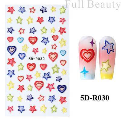 Uzlīmes nagiem Valentīna diena Saldā mīlestība Dizaina uzlīmes Septiņzvaigžņotās Mārītes Panda Slīdnes nagu mākslas piederumi un dekorācijas