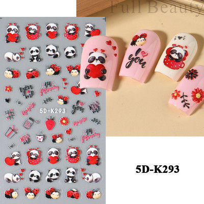 Uzlīmes nagiem Valentīna diena Saldā mīlestība Dizaina uzlīmes Septiņzvaigžņotās Mārītes Panda Slīdnes nagu mākslas piederumi un dekorācijas