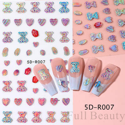 Uzlīmes nagiem Valentīna diena Saldā mīlestība Dizaina uzlīmes Septiņzvaigžņotās Mārītes Panda Slīdnes nagu mākslas piederumi un dekorācijas