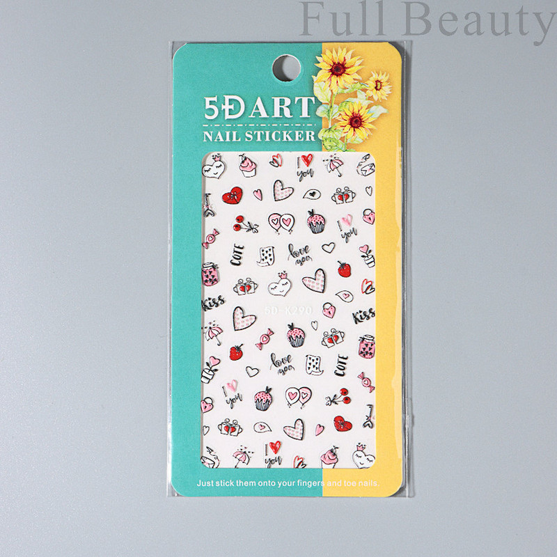 Uzlīmes nagiem Valentīna diena Saldā mīlestība Dizaina uzlīmes Septiņzvaigžņotās Mārītes Panda Slīdnes nagu mākslas piederumi un dekorācijas