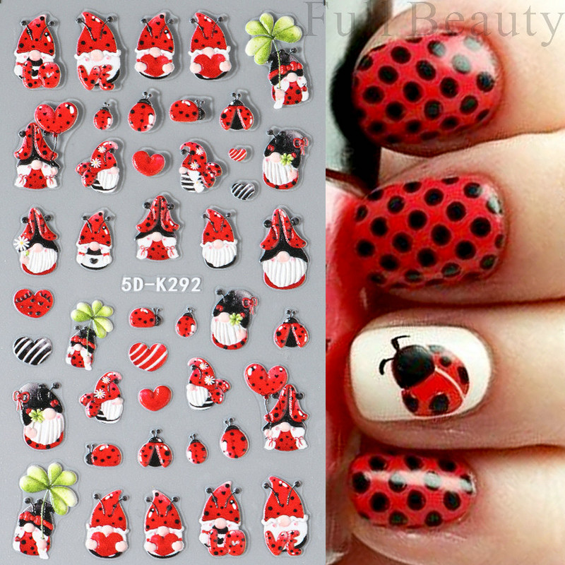 Uzlīmes nagiem Valentīna diena Saldā mīlestība Dizaina uzlīmes Septiņzvaigžņotās Mārītes Panda Slīdnes nagu mākslas piederumi un dekorācijas