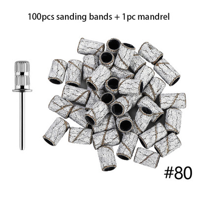 100 gab. nagu slīpēšanas lentes ar urbjmašīnas uzgali 80/150/240 graudu zebra slīpēšanas lentes Vīles akrila nagu želejas noņemšanai