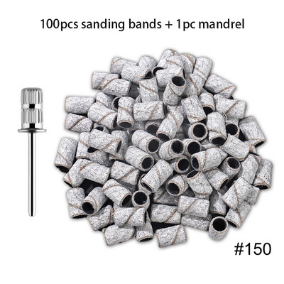 100 gab. nagu slīpēšanas lentes ar urbjmašīnas uzgali 80/150/240 graudu zebra slīpēšanas lentes Vīles akrila nagu želejas noņemšanai