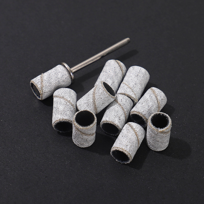 100 gab. nagu slīpēšanas lentes ar urbjmašīnas uzgali 80/150/240 graudu zebra slīpēšanas lentes Vīles akrila nagu želejas noņemšanai