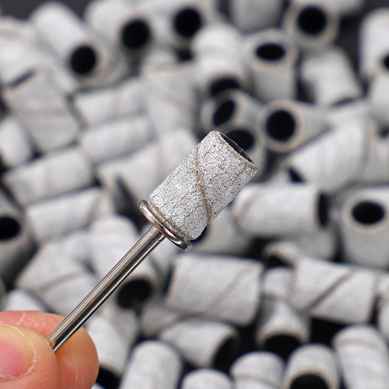 100 gab. nagu slīpēšanas lentes ar urbjmašīnas uzgali 80/150/240 graudu zebra slīpēšanas lentes Vīles akrila nagu želejas noņemšanai