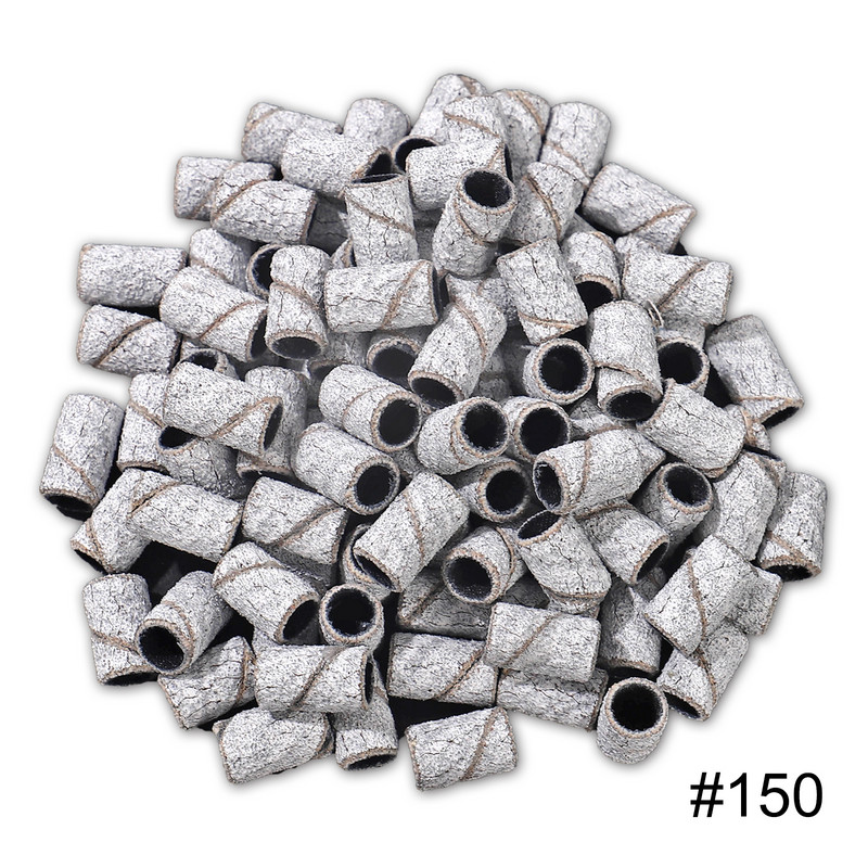 100 gab. nagu slīpēšanas lentes ar urbjmašīnas uzgali 80/150/240 graudu zebra slīpēšanas lentes Vīles akrila nagu želejas noņemšanai