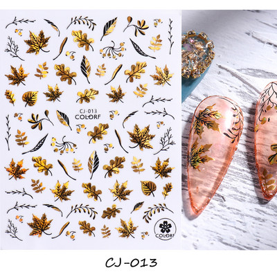 Abstraktas ģeometrijas uzlīmes nagiem 3D lāzera zelts melns lapas sirds līnijas slīdņi Dekors hologrāfiskā uzlīme CHSTZ-SJ01-09