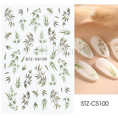 Abstraktas ģeometrijas uzlīmes nagiem 3D lāzera zelts melns lapas sirds līnijas slīdņi Dekors hologrāfiskā uzlīme CHSTZ-SJ01-09