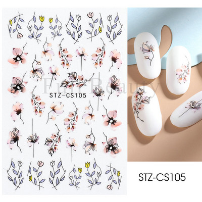 Abstraktas ģeometrijas uzlīmes nagiem 3D lāzera zelts melns lapas sirds līnijas slīdņi Dekors hologrāfiskā uzlīme CHSTZ-SJ01-09