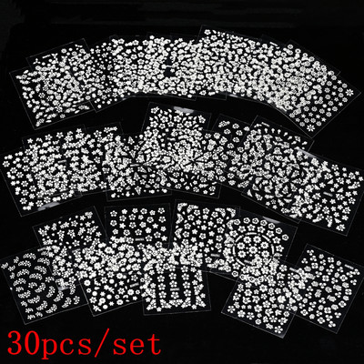 Mix 30 listova 3D Moon Star Nail Art naljepnica Zlatna geometrija/dragulji Bronzaning Nail Samoljepljive naljepnice Klizači DIY pribor za nokte