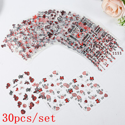 Mix 30 listova 3D Moon Star Nail Art naljepnica Zlatna geometrija/dragulji Bronzaning Nail Samoljepljive naljepnice Klizači DIY pribor za nokte