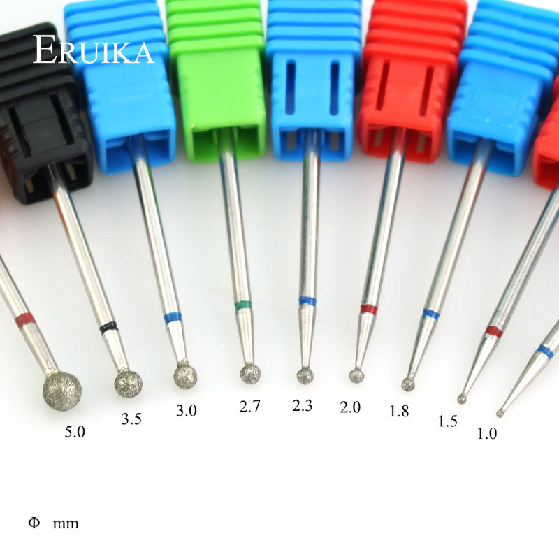 ERUIKA 11 izmēra lodīšu dimanta nagu urbjmašīna, rotējoša frēze, kutikulas tīrīšanas elektriskie uzgaļi manikīram.