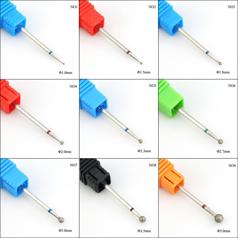 ERUIKA 11 izmēra lodīšu dimanta nagu urbjmašīna, rotējoša frēze, kutikulas tīrīšanas elektriskie uzgaļi manikīram.