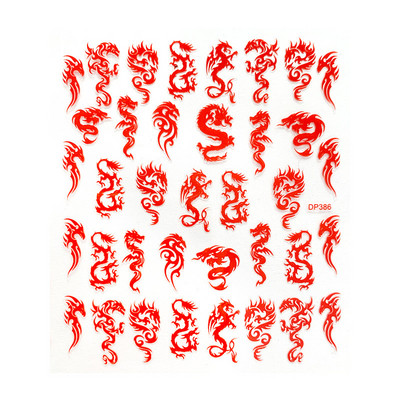 1 gab. Nagu mākslas uzlīme zelta varavīksnes fēniksa pūķa pāva formas uzlīmes nagiem ziedi lipīga nagu mākslas dekorēšana manikīram