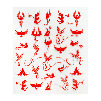 1 gab. Nagu mākslas uzlīme zelta varavīksnes fēniksa pūķa pāva formas uzlīmes nagiem ziedi lipīga nagu mākslas dekorēšana manikīram