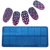 Mezerdoo Geometry Rectangle Stamping Template Geometry Pattern Manicure Leaves Flower Design Nail Art Stamp Image Plate B6