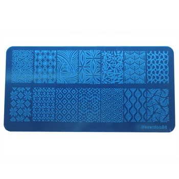 Mezerdoo Geometry Rectangle Stamping Template Geometric Pattern Manicure Leaves Flower Design Nail Art Stamp Image Plate B6