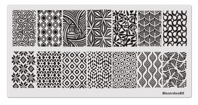Mezerdoo Geometry Rectangle Stamping Template Geometry Pattern Manicure Leaves Flower Design Nail Art Stamp Image Plate B6