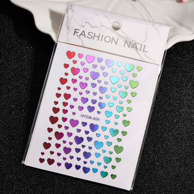 1 buc Kawaii Love Heart Nail Art Autocolante 3D Colorat Hollow Love Design Nail Slider Decals Autocolante de dimensiuni mixte pentru decorațiuni pentru unghii