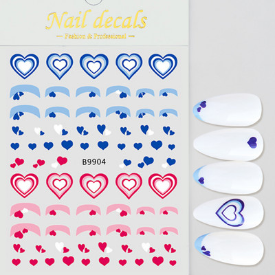 1 buc Kawaii Love Heart Nail Art Autocolante 3D Colorat Hollow Love Design Nail Slider Decals Autocolante de dimensiuni mixte pentru decorațiuni pentru unghii